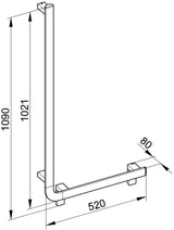 KEUCO AXESS Winkelgriff 90° rechts 520/1090 mm verchromt – Barrierefreier Halt für Bad und WC
