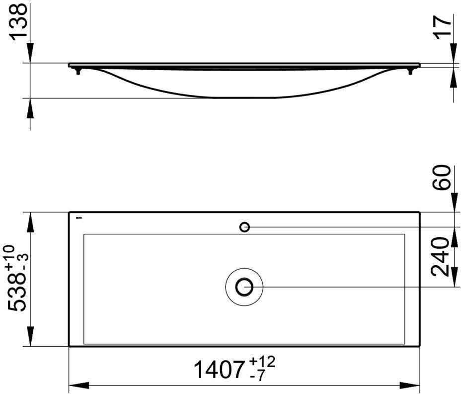 KEUCO Keramik-Waschtisch Edition 11 ohne Hahnlochbohrung, 1407 mm, weiß, CleanPlus