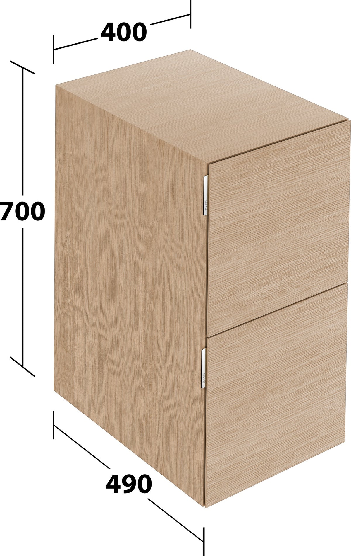 KEUCO Edition 11 Art Sideboard 400 mm mit 2 Auszügen und Beleuchtung – Weiß / Glas Weiß