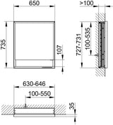 KEUCO Royal Lumos Spiegelschrank 650 mm, Wandeinbau, Anschlag rechts, silber-eloxiert