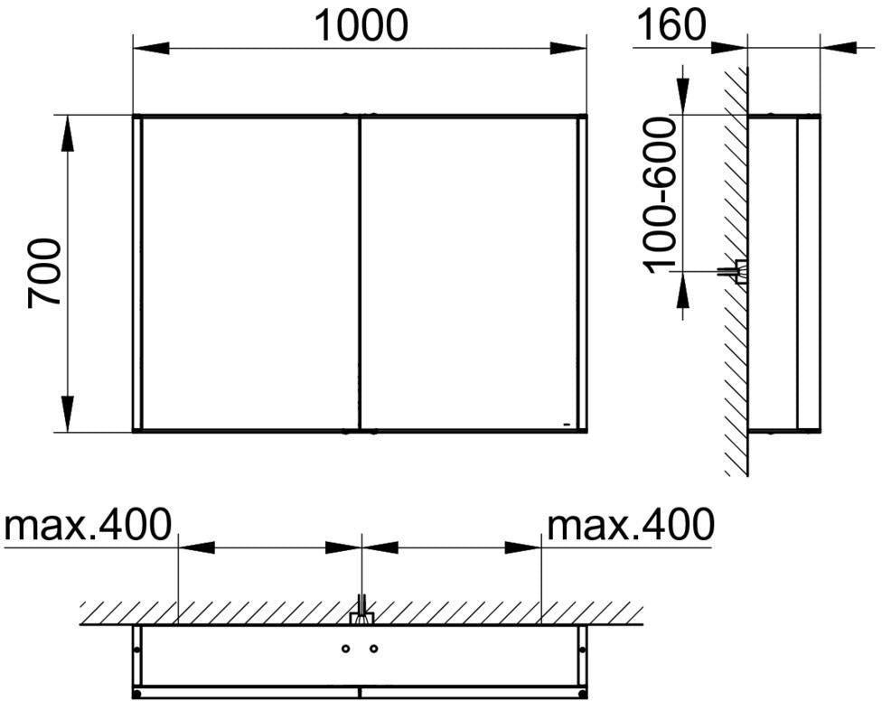 KEUCO Royal Match Spiegelschrank 650 mm – Wandeinbau, LED, 2 Türen, Touch-Dimmer