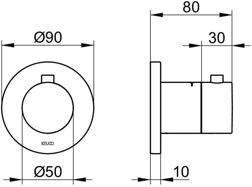 KEUCO IXMO Thermostatarmatur Unterputz rund verchromt – mit Sicherheitssperre bei 38 °C