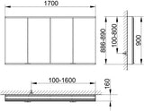 KEUCO Royal Modular 2.0 Spiegelschrank beleuchtet 1700 mm Wandeinbau silber-eloxiert