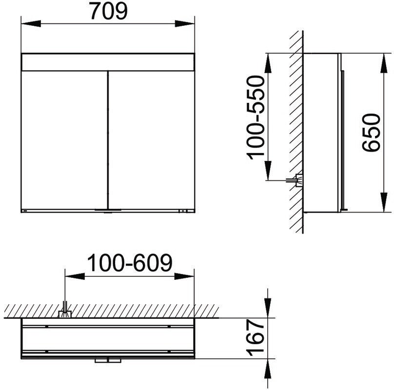 KEUCO Spiegelschrank Edition 400 710 mm – LED, Touch-Sensorik, 2 Türen, Wandvorbau