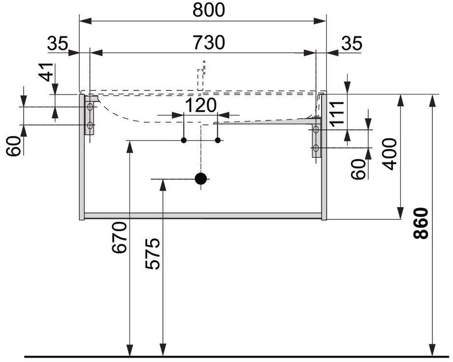 KEUCO X-Line Waschtischunterbau 800 mm, 1 Auszug, anthrazit/Glas anthrazit – mit Inneneinteilung