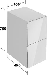 KEUCO Edition 11 Art Sideboard 400 mm mit 2 Auszügen und Beleuchtung – Weiß / Glas Weiß
