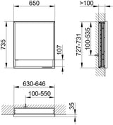 KEUCO Royal Lumos Spiegelschrank 650 mm, Wandeinbau, Anschlag rechts, silber-eloxiert
