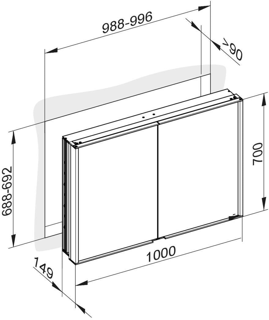 KEUCO Royal Match Spiegelschrank 650 mm – Wandeinbau, LED, 2 Türen, Touch-Dimmer