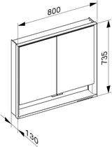 KEUCO Royal Lumos Spiegelschrank 800 mm silber-eloxiert mit Ablagefach – Wandvorbau