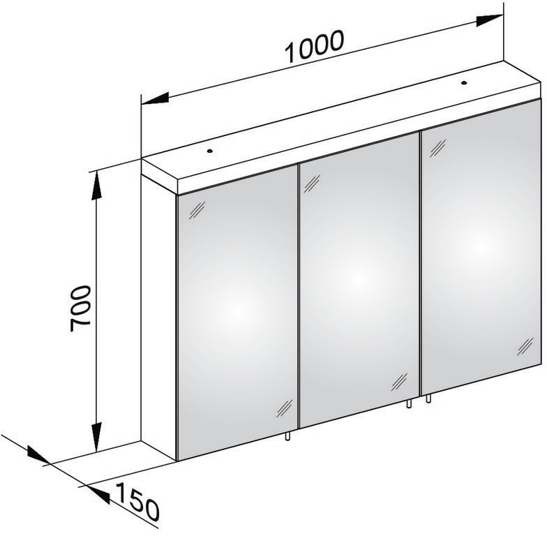 KEUCO Royal Reflex.2 Spiegelschrank 1000 mm mit LED-Beleuchtung und 3 Drehtüren