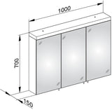 KEUCO Royal Reflex.2 Spiegelschrank 1000 mm mit LED-Beleuchtung und 3 Drehtüren