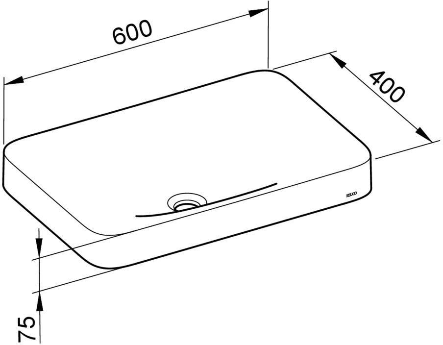 KEUCO Edition 400 Keramik-Waschtisch 600 mm ohne Hahnlochbohrung, weiß, mit CleanPlus