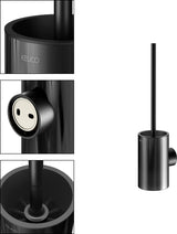 KEUCO REVA Toilettenbürstengarnitur schwarz matt – Wandmontage, Kristallglas-Behälter