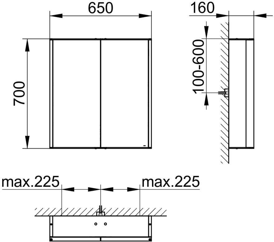 KEUCO Royal Match Spiegelschrank 650 mm – Wandeinbau, LED, 2 Türen, Touch-Dimmer