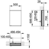KEUCO Royal Modular 2.0 Spiegelschrank, unbeleuchtet, Wandeinbau, 500 x 700 x 120 mm, silber-eloxiert