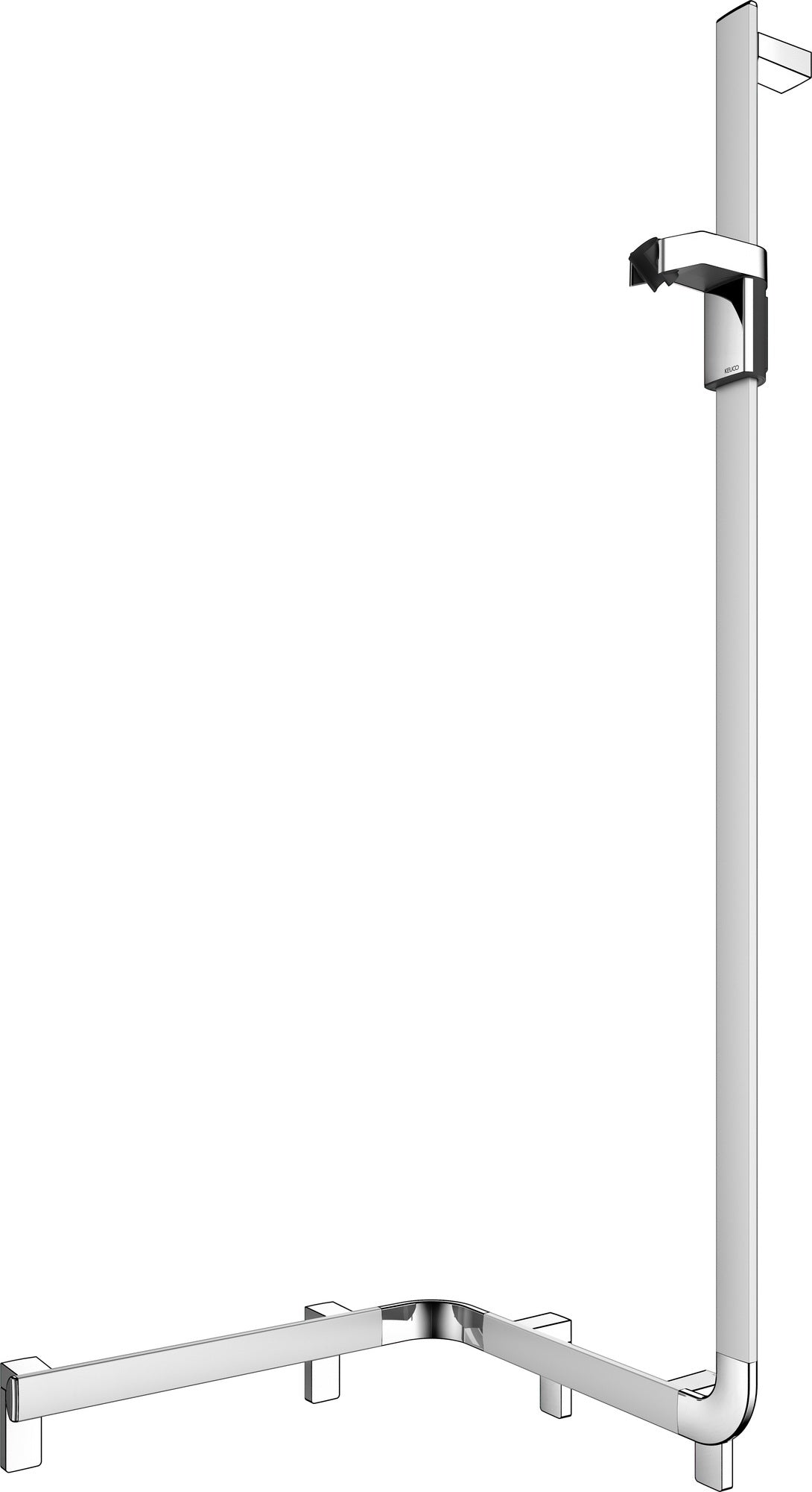 KEUCO AXESS Duschhandlauf 550/531/1301 mm mit Brausestange rechts, silber-eloxiert