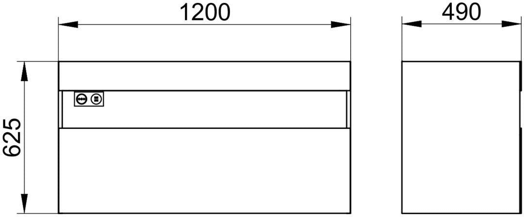 KEUCO STAGELINE Waschtischunterbau 1200 mm cashmere mit Auszug – Wandmontage, ESG-Front