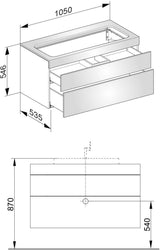 KEUCO Edition 400 Waschtischunterbau 1050 mm anthrazit Glas – 2 Auszüge, Push-Open