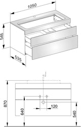 KEUCO Edition 400 Waschtischunterbau 1050 mm anthrazit Glas – 2 Auszüge, Push-Open