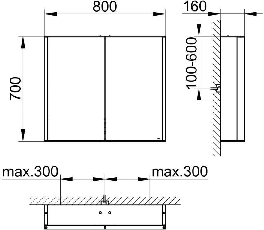 KEUCO Royal Match Spiegelschrank 650 mm – Wandeinbau, LED, 2 Türen, Touch-Dimmer