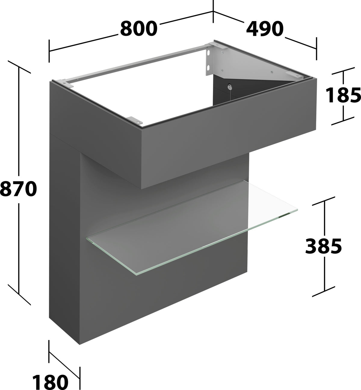 KEUCO Edition 11 Art Waschtischunterbau 800 mm mit Glasablage und Beleuchtung in Weiß