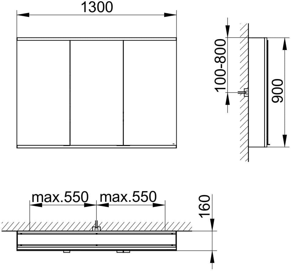 KEUCO Royal Modular 2.0 Spiegelschrank 900 mm, 3 Türen, silber-eloxiert, ohne Beleuchtung