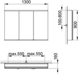 KEUCO Royal Modular 2.0 Spiegelschrank 900 mm, 3 Türen, silber-eloxiert, ohne Beleuchtung