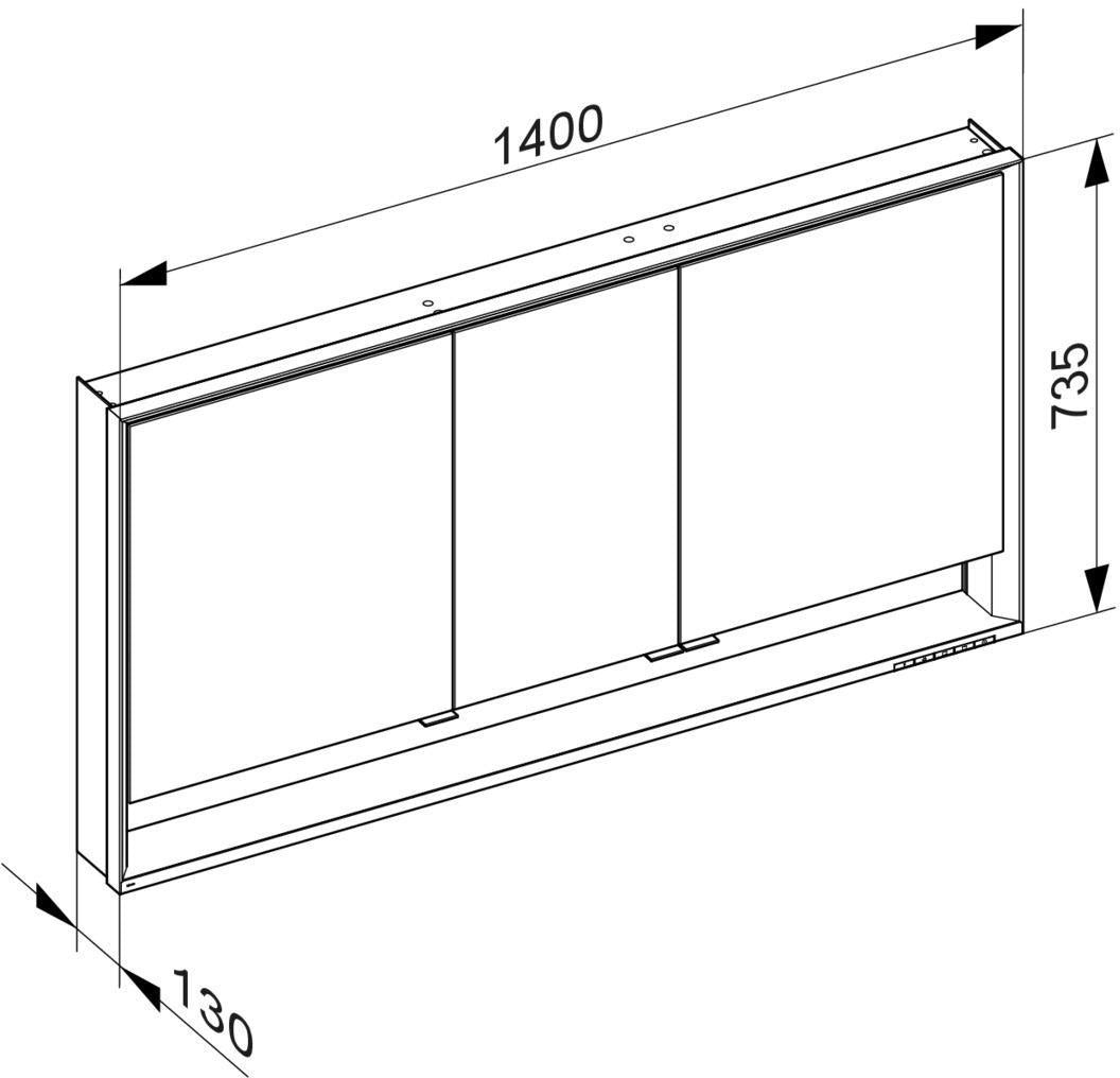 KEUCO Royal Lumos Spiegelschrank 1400 mm mit Spiegelheizung, silber-eloxiert