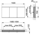 KEUCO Royal Modular 2.0 Spiegelschrank beleuchtet 900 mm Wandeinbau silber-eloxiert