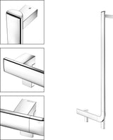 KEUCO AXESS Winkelgriff 90° rechts 400x800 mm silber-eloxiert – Barrierefreier Haltegriff