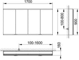 KEUCO Royal Modular 2.0 Spiegelschrank beleuchtet 1700 mm Wandeinbau silber-eloxiert