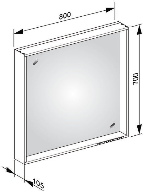 KEUCO X-Line Lichtspiegel mit Spiegelheizung 500 x 700 x 105 mm Vulkanit – LED-Badspiegel