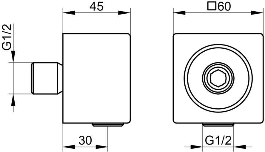 KEUCO Edition 11 Schlauchanschluss DN 15 – Bronze gebürstet, eckige Rosette, Messing
