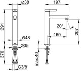 KEUCO IXMO Pure Einhebel-Waschtischmischer 210 mm ohne Ablaufgarnitur, verchromt
