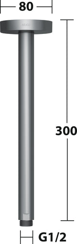 KEUCO Brausearm Elegance 51688, Deckenanschluss, 100 mm, verchromt – Rundes Design für die Deckenmontage