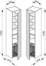 KEUCO Edition 11 Hochschrank 350 mm trüffel/Glas trüffel, 1-türig, Anschlag links, mit Wäschekorb