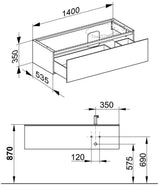KEUCO Edition 11 Waschtischunterbau 1400 mm anthrazit Glas ESG Push-Open