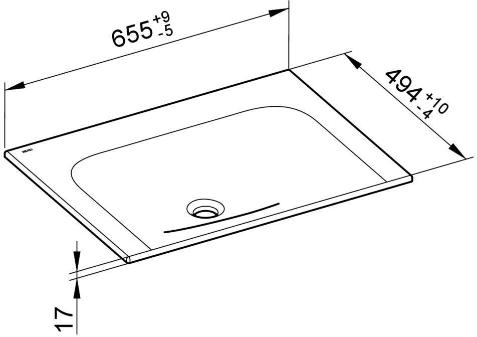 KEUCO X-Line Keramik-Waschtisch 655 mm weiß ohne Hahnlochbohrung mit CleanPlus