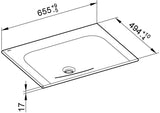 KEUCO X-Line Keramik-Waschtisch 655 mm weiß ohne Hahnlochbohrung mit CleanPlus