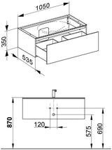 KEUCO Edition 11 Waschtischunterbau 1050 mm, 1 Auszug, Schwarz/Glas Schwarz, Push-Open
