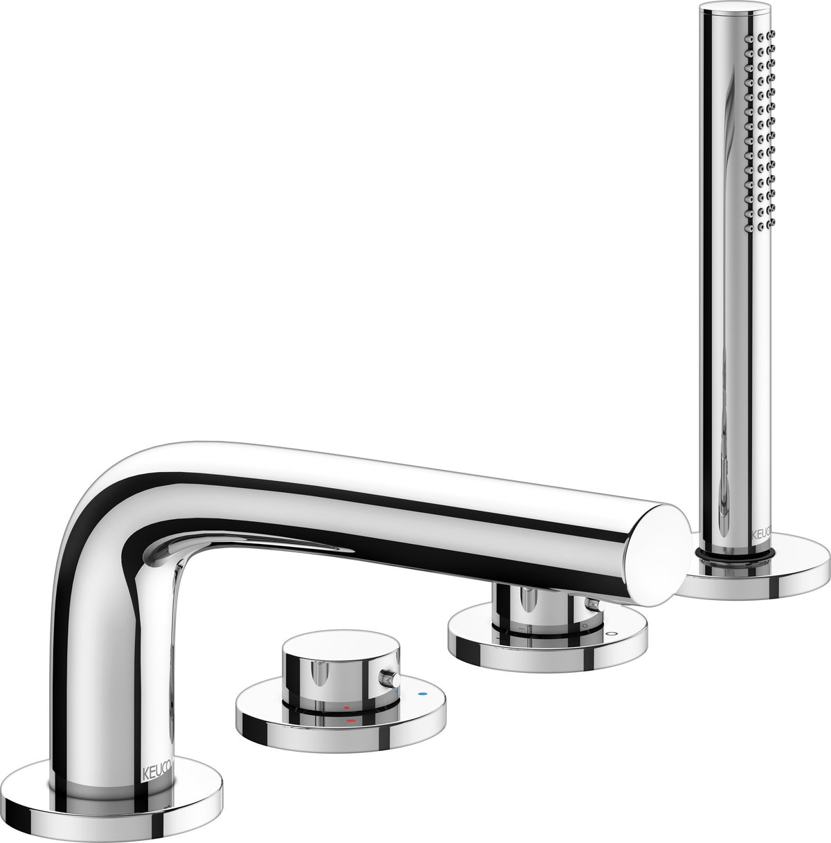 KEUCO Edition 400 Wannenmischer 4-Loch Wannenrandmontage 220 mm verchromt mit Brausehalter