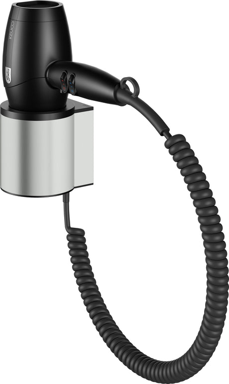 KEUCO Plan Haartrockner 14995 mit Wandhalterung – Edelstahl-Finish/Schwarz