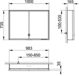 KEUCO Royal Lumos Spiegelschrank 1000 mm, LED-Beleuchtung, silber-eloxiert, 2 Türen