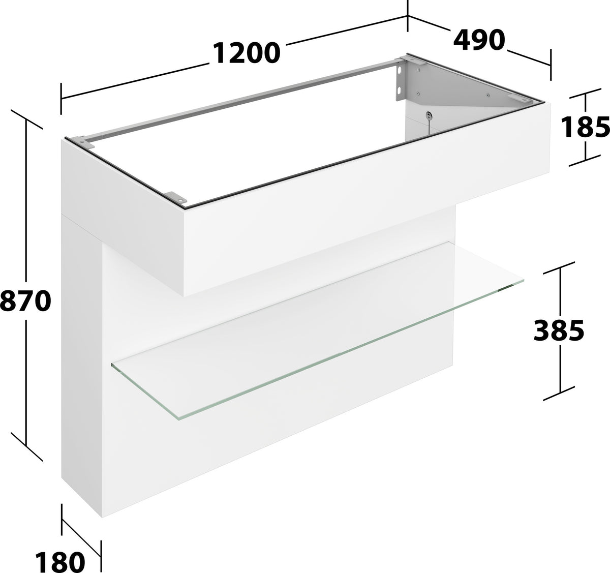 KEUCO Edition 11 Art Waschtischunterbau 800 mm mit Glasablage und Beleuchtung in Weiß