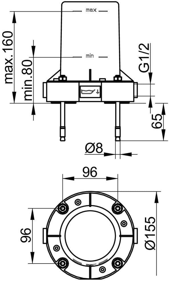 KEUCO Montagebausatz für Bodenbefestigung Edition 11 – mit Spüleinheit und G 1/2" Anschluss