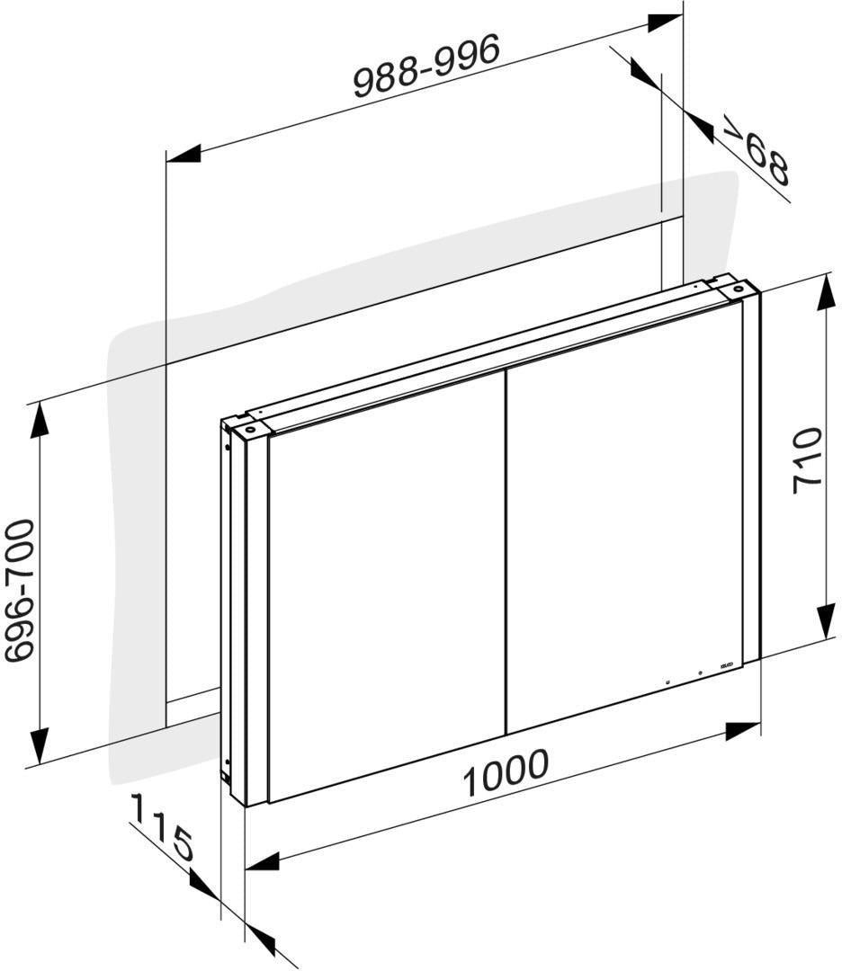 KEUCO SOMARIS Spiegelschrank Wandeinbau 1000 x 710 x 115 mm verspiegelt