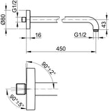 KEUCO Brausearm Elegance 51688, Wandanschluss, 300 mm, verchromt – Edles Design für Ihr Badezimmer