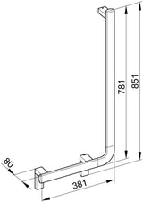 KEUCO AXESS Winkelgriff 90° rechts 400x800 mm silber-eloxiert – Barrierefreier Haltegriff
