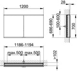 KEUCO Royal Modular 2.0 Spiegelschrank 600 mm, unbeleuchtet, Wandeinbau, mit Steckdose & USB
