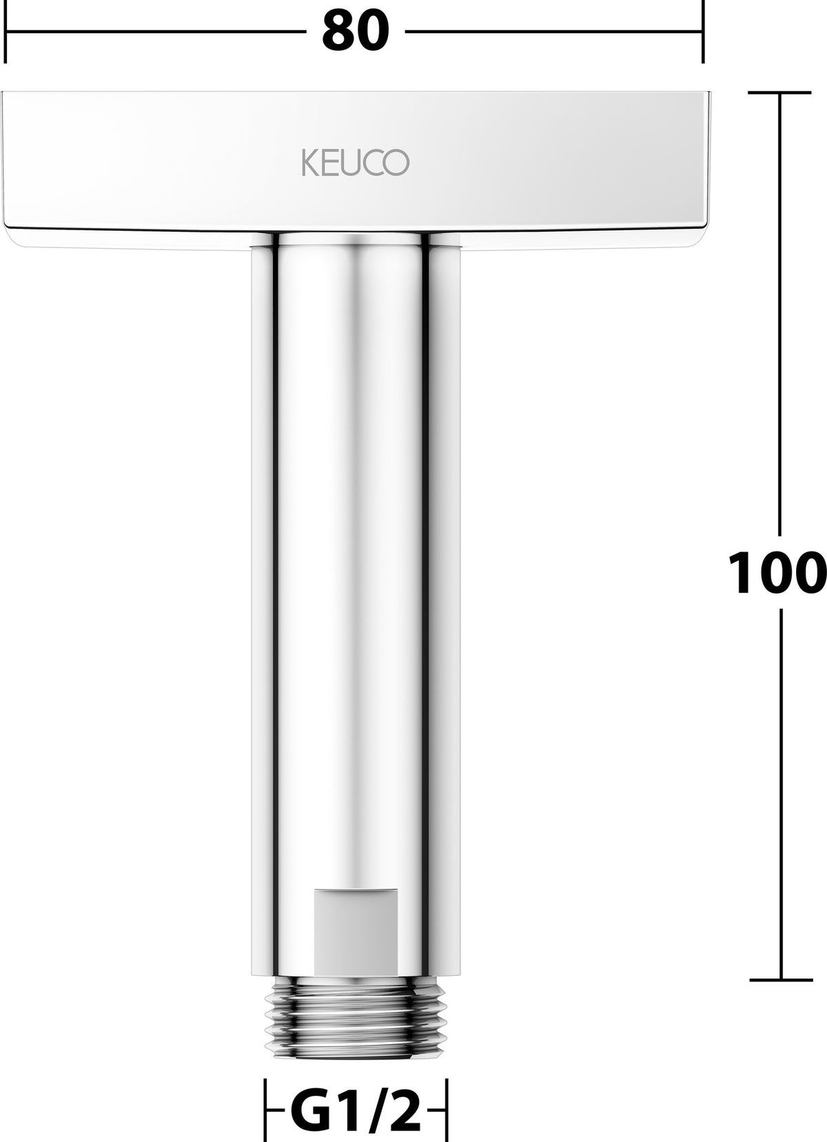 KEUCO Brausearm Edition 300 Deckenanschluss 100 mm verchromt – Eckige Form für moderne Duschen